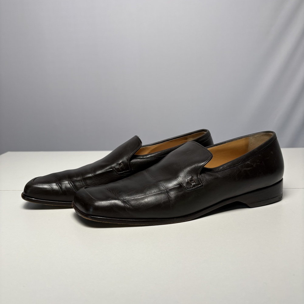 Hermes Square Toe Brown Leather Loafers Men’s US7 Women’s US9.5